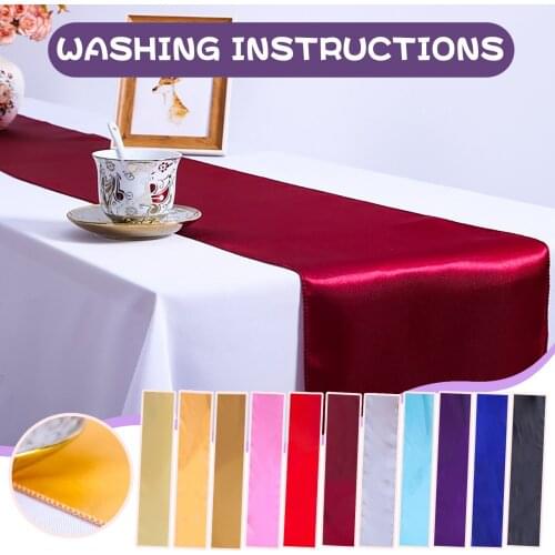 1Pcs Hot sell Solid Satin Table Runner For Wedding Party Home Table Decoration Multi Color Table Runners Cover 12x108 inches