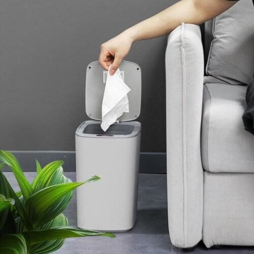 1PC 15L Smart Induction Trash Can Automatic Sensor Dustbin Rubbish Can Home&Kitchen Touch Sensor Garbage Bucket Smart Trash Can