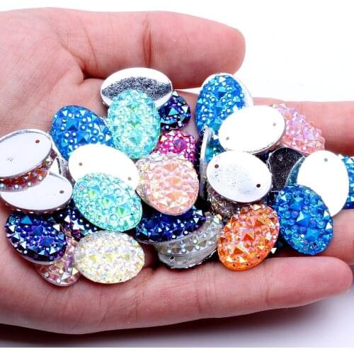 13x18mm 40/100pcs Oval Shape Flatback Resin Rhinestones With Holes Crocodile Skin Texture Beads Gems DIY Scrapbooking Decoration