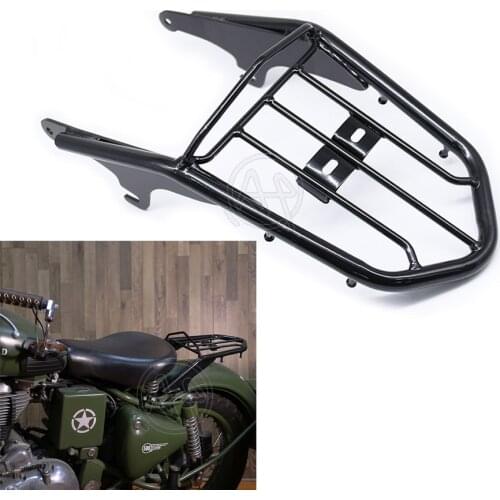 1x Black Metal Motorcycle Two-Up Luggage Rack Seat Bracket Gloss For Royal Enfield Classic 500 Desert Storm Pegasus 350 Redditch