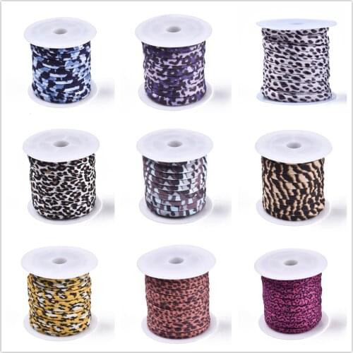 2Roll /Set Flat Leopard Polyester Elastic Cords 5mm For Webbing Garment Sewing Decor Accessories about 3.28 yards(3m)/roll