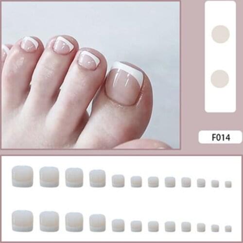 24pcs Wear Short Paragraph Fashion Manicure Patch False ToeNails Save Time Wearable ToeNail Patch ASD88
