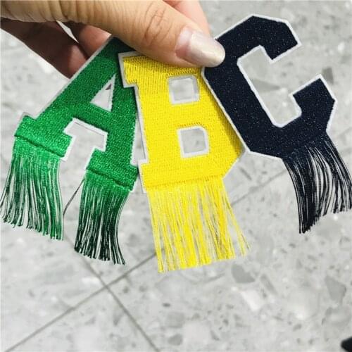 26Pcs/set Candy Color Tassel Alphabet Letters Patch Embroidered Applique iron On Name Letter Patches DIY Accessories Stickers