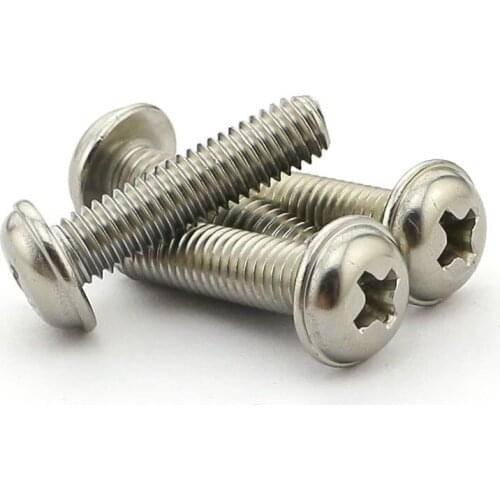 5PCS-M5*16 304 Stainless Steel Round Head Screws With Washers