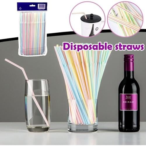 500Pcs Disposable Plastic Drinking Straws Multicolor Elbow Beverage Plastic Straws Home Bar Party Cocktail Drink Straw