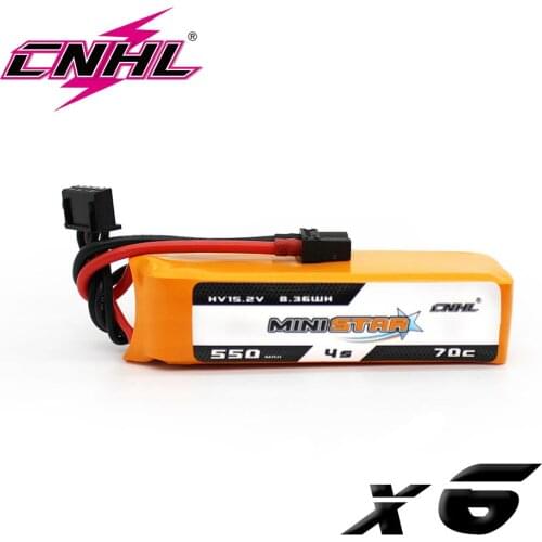 6PCS CNHL Lipo 4S 550mAh Battery 15.2V 70C MiniStar HV With XT30 Plug For RC FPV Drone Mini Quadcopter Drone Helicopter Airplane