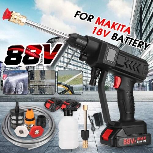 NEW 88V 1500W Cordless High Pressure Car Washer Rechargeable Car Wash Gun Electric Water Gun Foam Machine for Makita 18V Battery
