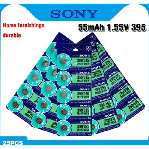 25pc Sony 100% Original 395 SR927SW 399 SR927W LR927 AG7 1.55V Watch Battery SR927SW 395 Button Coin Cell MADE IN JAPAN