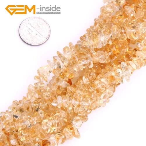 Free shipping! 6--7mm Yellow Citrines Natural Stone Chips Loose Beads For Jewelry Making Beads Strand 34" Necklace Gem-inside