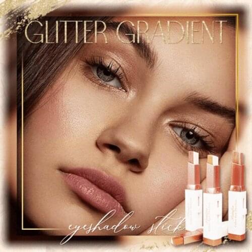 Glitter Gradient Eyeshadow Stick Lazy Eyeshadow Stick Stereo Gradient Shimmer Double Color Eye Shadow Pen Waterproof Easy to Wea