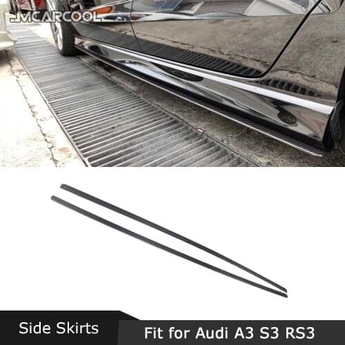 Carbon Fiber Side Skirts FRP Unpainted Bumper Cover Auto Car Accessorise for Audi A3 Sline S3 RS3 Sedan 4 door 2017 2018 2019