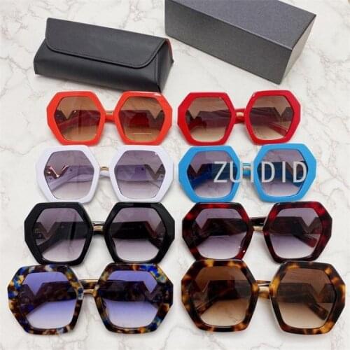 Oversize Diamond Metal V Decorative Steampunk Mixed Color Sunglasses Men Acetate Gradient Lens Eyewear Unisex 2021 Summer Women