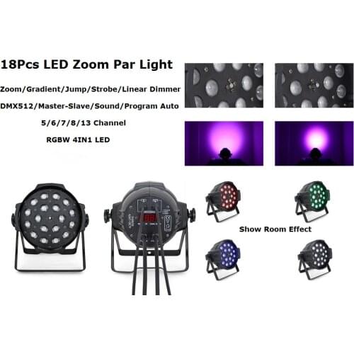 Fast Shipping 1Pcs/Lot 18X10W Zoom Par Lights DMX Stage Lights RGBW 4IN1 LED Par Cans For Dj Party Disco Nightclubs