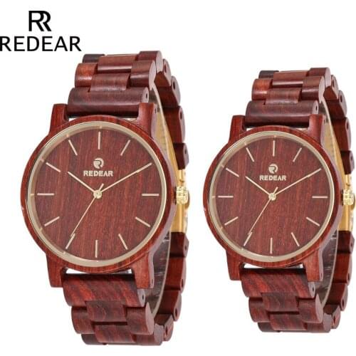 REDEAR His-and-hers Watches Red Sandalwood Wrist Watch Japan Movement Quartz Watch Fashion Valentines Gift