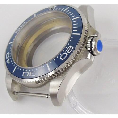 Fit NH35 Automatic Movement New 43mm Watch Case with Transparent Backcover Rotating Bezel