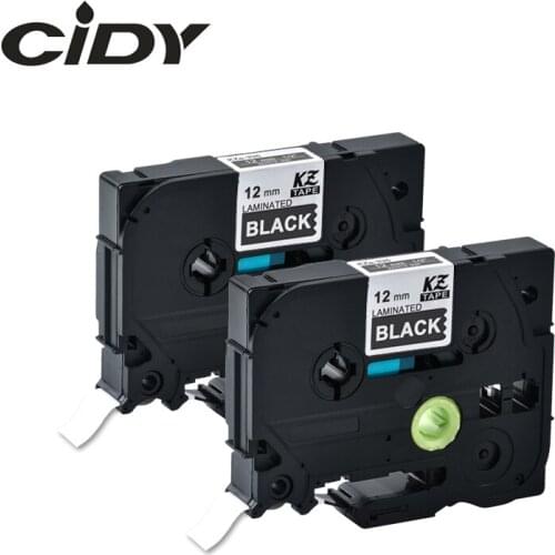 CIDY 2pcs/lot 12mm White ON Black TZe-335 TZE335 TZE 335 TZ 335 TZ335 for p touch compatible label printer tz tape