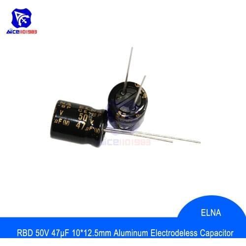 Diymore 10PCS/Lot Original ELNA Audio Capacitor RBD 50V 47μF Capacitance 10*12.5mm Aluminum Electrodeless Capacitor 50V47μF