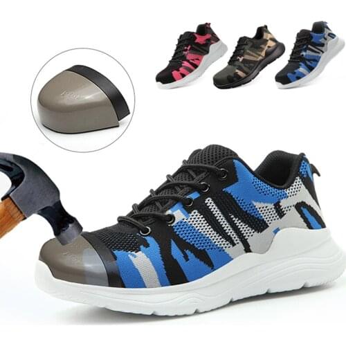 Construction Mens Shoes Plus Size Steel Toe Work Boots Men Puncture Proof Safety Shoes Breathable Hiking Shoes Protective Shoes