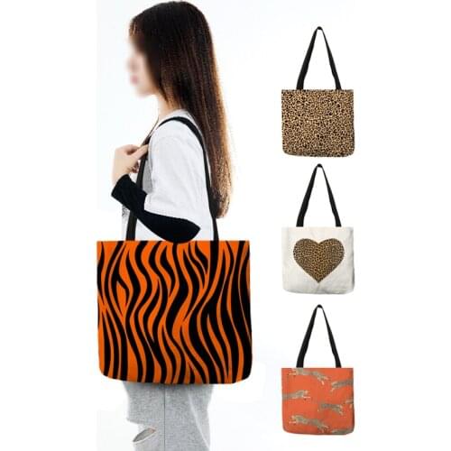 Exclusive Classic Pink Grey Brown Leopard Print Women Handbag Devil Eyes Zebra Stripe Lady Tote Shopping Bag Leisure Beach Bags