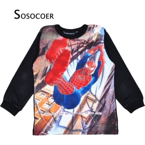 SOSOCOER Boy T Shirt Long Sleeves Cartoon Spider Man T Shirt Kids 2017 Autumn Spider-man Children T-shirt Clothes Outfits