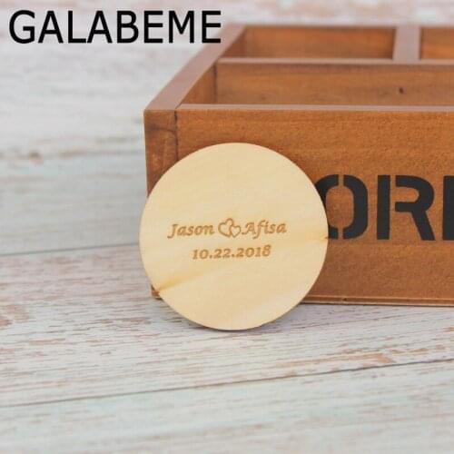 Galabeme 5cm Personalized Wooden the Date & name tag Custom Rustic Wooden tags rustic wedding table decoration centerpieces