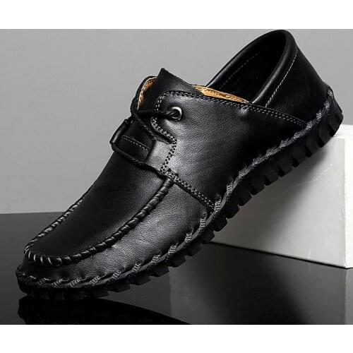 Mens Casual Shoes Sneakers Genuine Leather Slip on Formal Loafers Moccasins Big Size Male Dress Oxford Driving Shoes