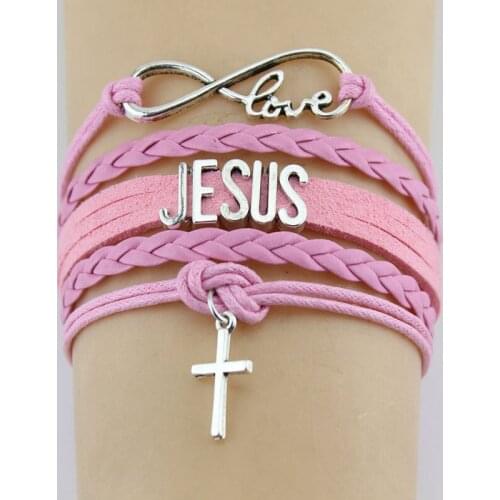 10PC/lot Infinity Love JESUS Cross Charm Bracelets Religious Faith Leather Wrap Rope men bracelets & bangles for women Jewelry