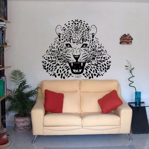 Fierce Leopard Wall Stickers Living Room Bedroom Unique Decoration Wall Decals Hand Calligraphy Wallpaper Poster Wall Art Mural
