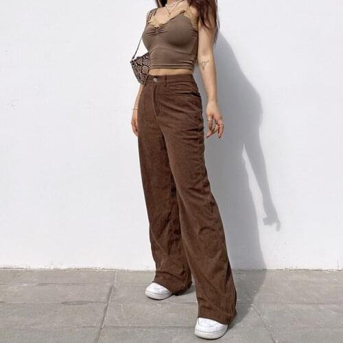 High Waist Slim-fit Corduroy Straight-leg Casual Pants Wide-leg Pants Fashionable Loose Comfortable Jeans 2021 NewTrousers Juul