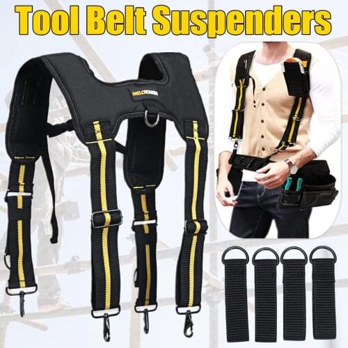 H-type Design Padded Heavy Duty Work Tool Belt Braces Suspenders with 4 Support Loops for Reducing Waist Weight Tool Pouch