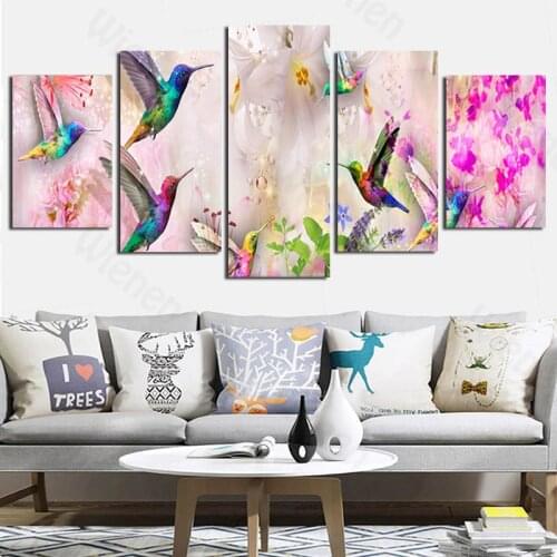 5 Pieces Animal Poster Bird Sparrow Magpie Canvas Painting Home Decoration For Living Room Sofa Background Wall Art Frameless