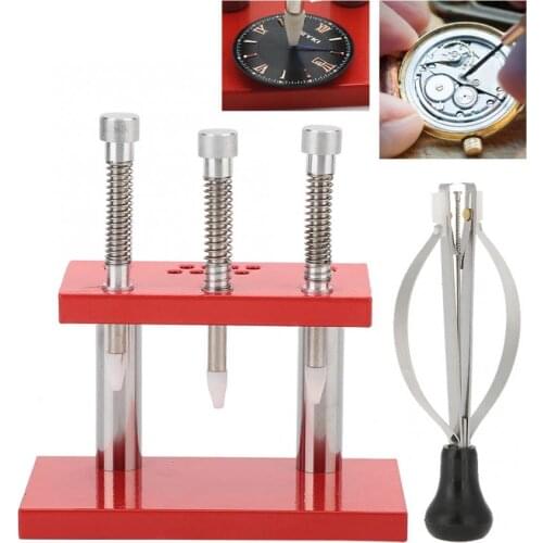 Professional Watch Hand Presser Puller Tongs with 7 Heads Setting Fitting Set Stainless Steel Watch Repair Tool for Watchmaker