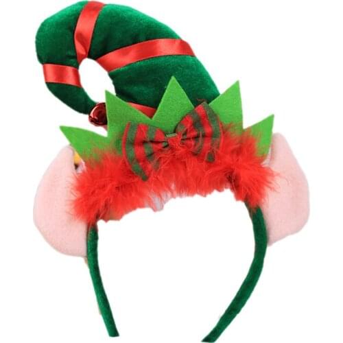 Christmas Cosplay Decorative Headband Creative Red Feather Headband Elf Small Pointed Hat Christmas Party Decorations Party