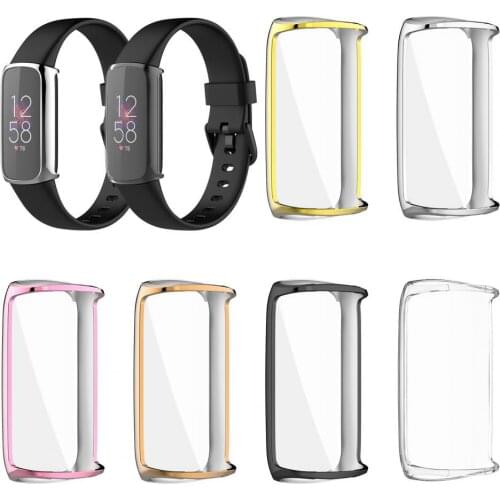 Fitbit Luxe Full Screen Protector Transparent Shock-proof Electroplated TPU Smart Watch Ultra-thin Screen Protective Case
