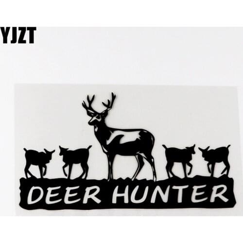 YJZT 15.6CMX8.6CM Animal Deer Family Hunter Vinyl Car Sticker Decal Black/Silver 8C-0088