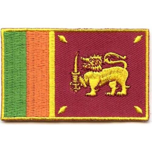 Embroidery Sri Lanka Flag Patch Made by Twill with Flat Broder and Iron On Backing Custom MOQ50pcs Free Shipping by Post
