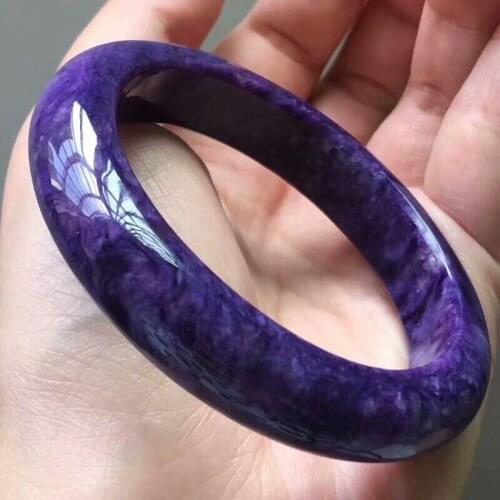 Top Quality Natural Charoite Purple Gems Fashion Bangle Innder Diamater 57mm AAAAA Russian Gems Stone Certificate Best Gift