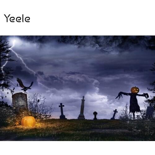 Yeele Photocall Halloween Backdrop Night Pumpkin Dark Clouds Baby Portrait Background Prop Photographic Photography Photo Studio