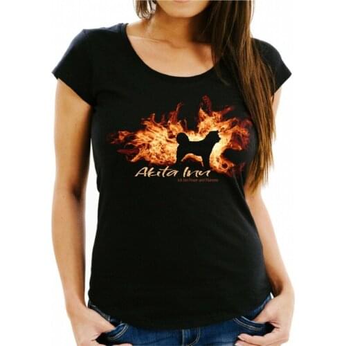 Damen T-Shirt AKITA INU FEUER UND FLAMME by Siviwonder Hundemotiv