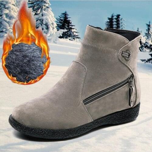 2021 Winter Womens Ankle Boots Warm Thick Plush Snow Shoes Waterproof Female Wedge Suede Non-Slip Botas Lady Casual Booties
