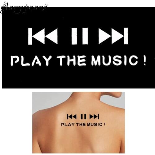 1 Sheet Small Henna Tattoo Indian Stencil Music Play Button Word Design Women Back Body Art Painting Mehndi Tattoo Template G154