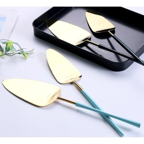 1Pc Colorful Stainless Steel Cake Server Blade Cutter Pie Pizza Shovel Cake Spatula Serrated Edge Kitchen Restaurant Baking Tool