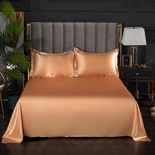1pc Top Sheet for Double Bed Single/Queen Size Flat Bed Sheet Satin Polyester Bed Linen for Summer Sheeets (without pillowcase)