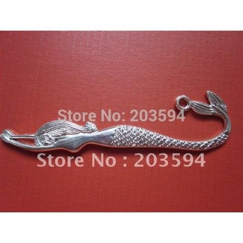 100Pcs Tibet Silver small Mermaid bookmark with loop