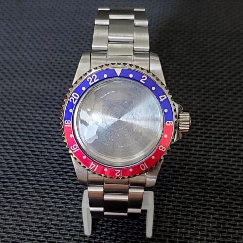 39.5mm Stainless Steel Waterproof Watch Case with Watchband Strap Watch Bezel Ring For NH35 NH36 Watch Movements