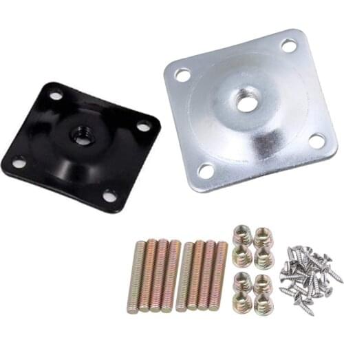 4/8/10 Pcs Iron 48x48mm Sofa Table Chair Feet Square Attachment Plates Furniture Leg Mounting Plates with Hanger Bolts Adapter