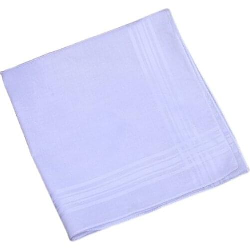 40x40cm Men Womens Fancy Woven Handkerchiefs Classic Pure White Cotton Hankies Stripes Jacquard Print Pocket Square Towel Gift