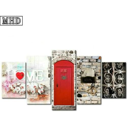 5 spell painting home sweet home full round diamond painting landscape full square drill diamond embroidery wall sticker