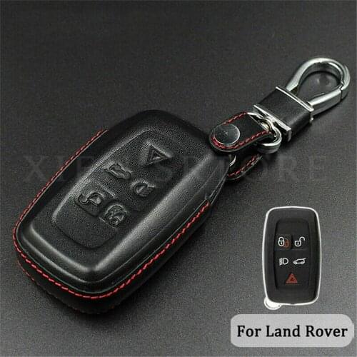 5 Button Premium Leather Car Key Fob Cover Case Shell Skin Holder Protector For Land Rover Discovery 4 Range Accessories Styling