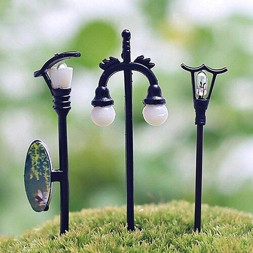 5Pcs Garden Ornament Fairy Dollhouse Decor Miniature Streetlight Craft Plant Pot Fairy Figurines Miniatures Trees Garden Decor